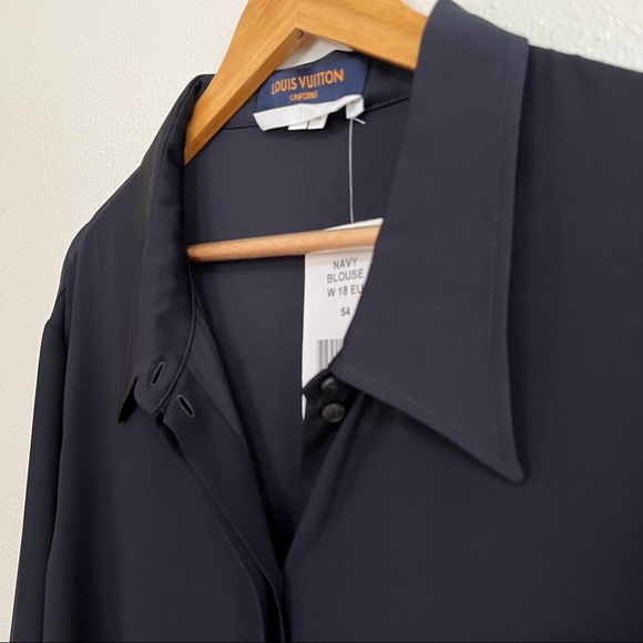 SOLD❗️ NWT Louis Vuitton Uniforms Navy Blue Blouse Black Button Up Shirt 18 54 - Picture 4 of 10